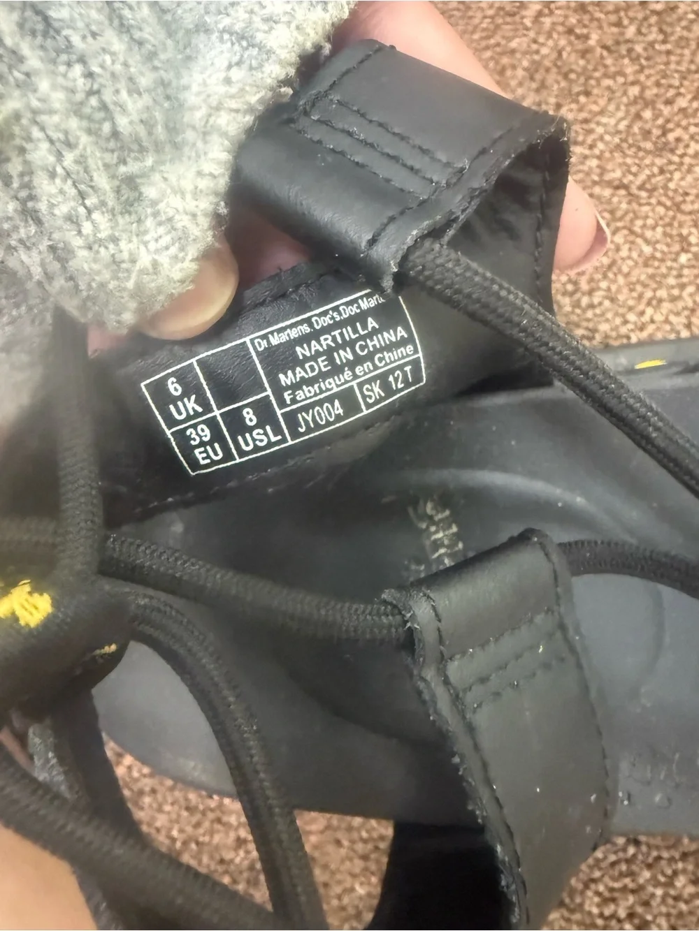 Dr. Martens Black Leather Lace-Up Platform Sandals